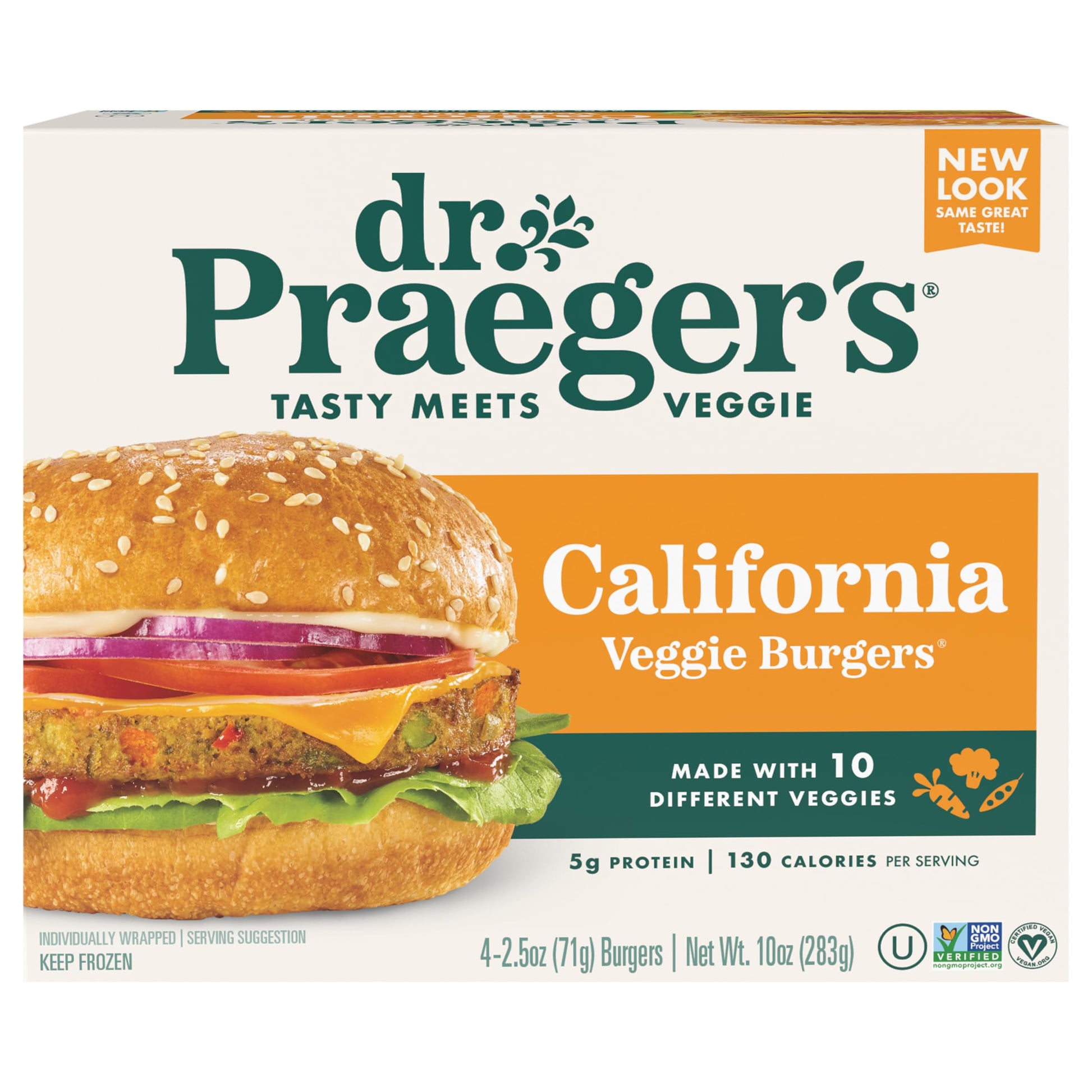 Dr. Praegers, Frozen California Veggie Burgers, 2.5 Ounce, 4 Count