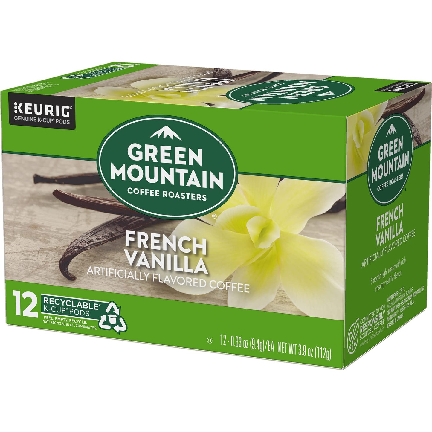 Green Mountain Coffee Roasters French Vanilla Keurig Single-Serve K-Cup Pods, Light Roast Coffee, 12 Count
