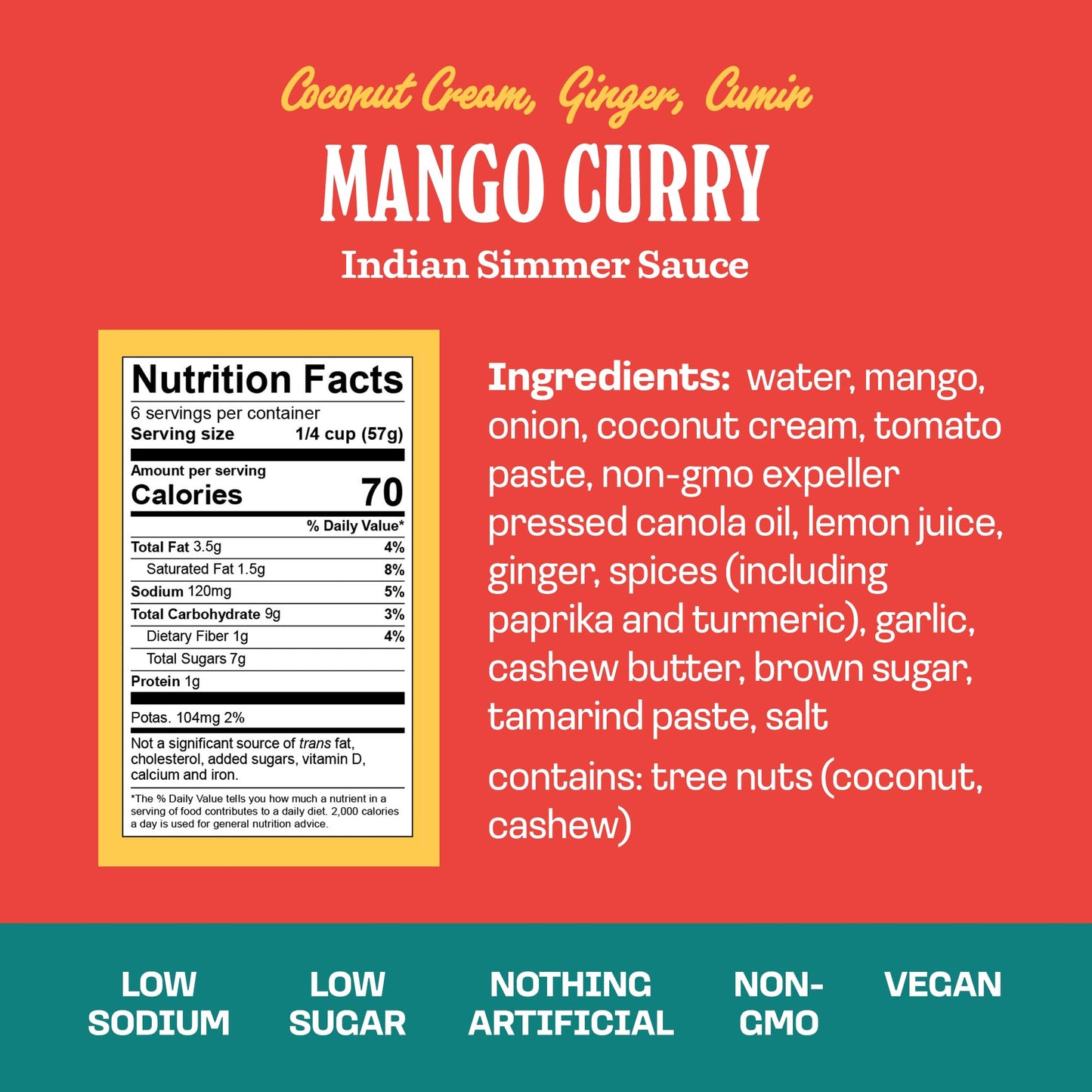 Brooklyn Delhi Mango Curry - Indian Simmer Sauce With Sweet Ripe Mangoes, Coconut Cream, Ginger And Cumin - 12 Ounces - Mild Eno