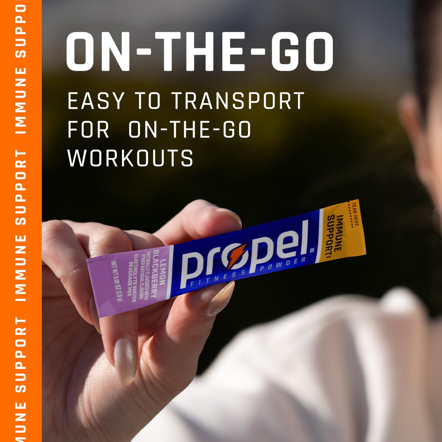 Propel Immune Support Electrolyte Enhanced Water Drink Mix Powder Packets, Variety Pack, 100% DV Vitamin C, Good source of Zinc,