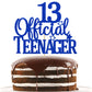 Blue Glitter 13 Official Teenager Cake Topper, Cheers To 13 Years Decor, 13Th Birthday Party Decorations