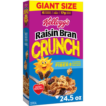 Kelloggs Raisin Bran Crunch Breakfast Cereal, Good Source of Fiber, Giant Size, 24.5 oz
