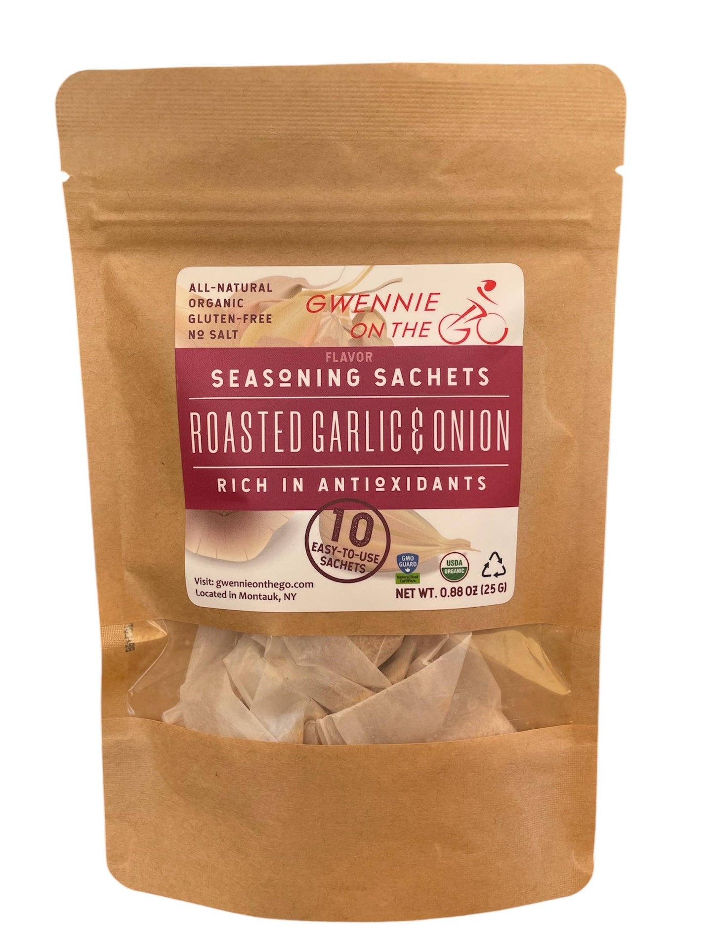 Gwennie on the GO - Seasoning Sachets | Roasted Garlic & Onion | Certified Organic | Fresh, Gluten- Free | Resealable Pouch | Se
