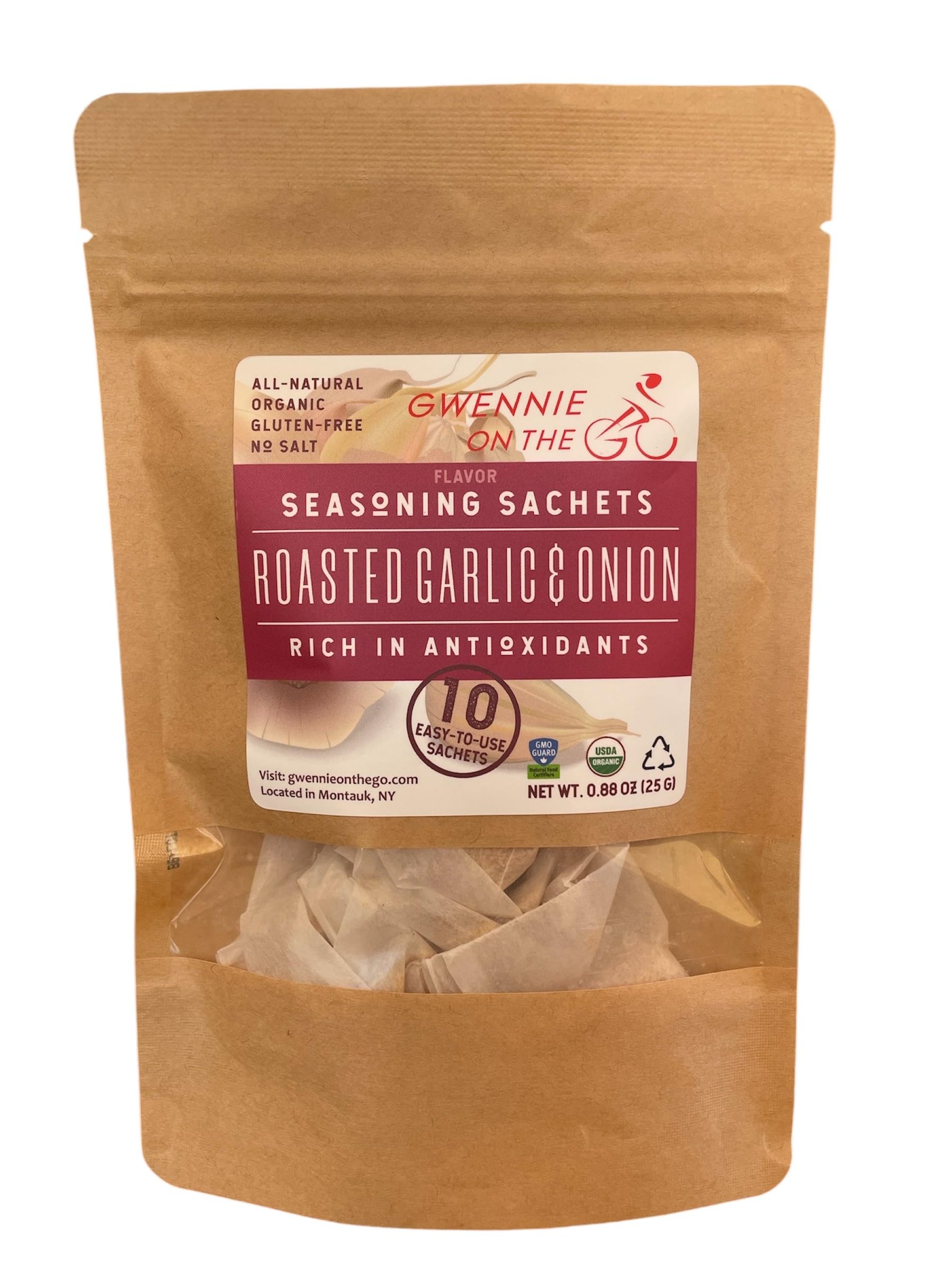 Gwennie on the GO - Seasoning Sachets | Roasted Garlic & Onion | Certified Organic | Fresh, Gluten- Free | Resealable Pouch | Se