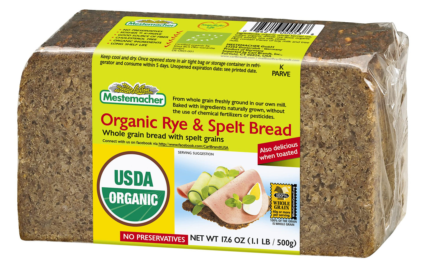 Organic Rye & Spelt, 17.6 oz, pack of 6