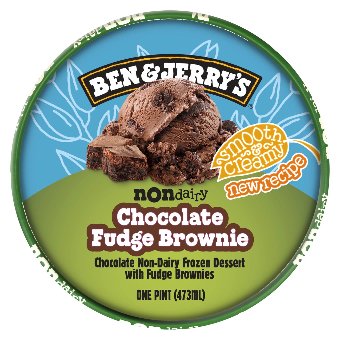 Ben & Jerrys Non-Dairy Chocolate Fudge Brownie Frozen Dessert Certified Vegan Pint 16 oz