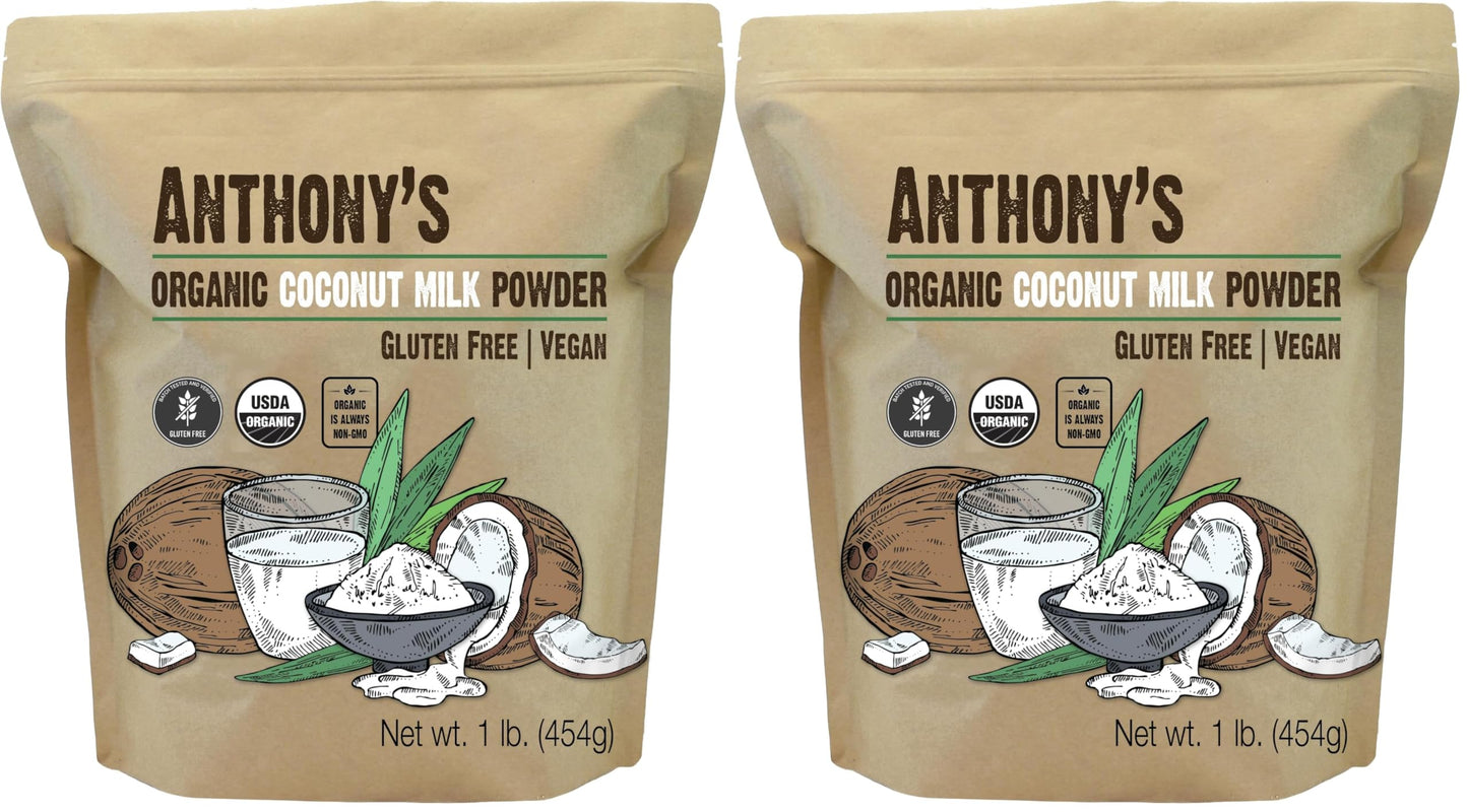 Anthonys Organic Coconut Milk Powder, 1 lb, Gluten Free, Vegan & Dairy Free, Creamer Alternative, Keto Friendly (Pack of 2)