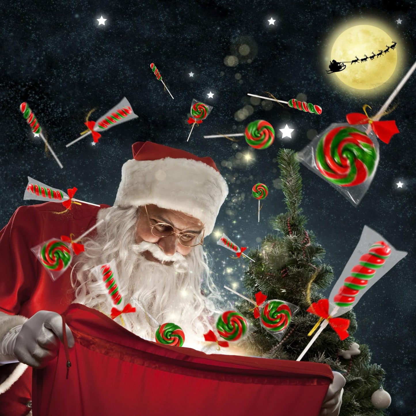 Christmas-Themed Red And Green Lollipops With A Festive Red Bow 32 Pack,16 + 16 Twisty & Swirl Candy Lollipops Suckers Individually Wrapped Bulk, Lollipop Candy Gifts For Christmas Stocking Stuffer