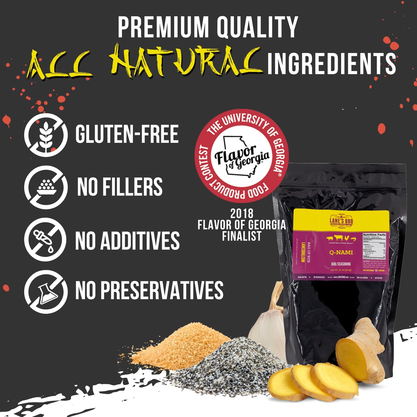 Lanes Q-nami Shichimi Togarashi Seasoning Rub, Gluten-Free, 32 Ounce, All-Natural for Steak, Chicken, Veggies & Tuna