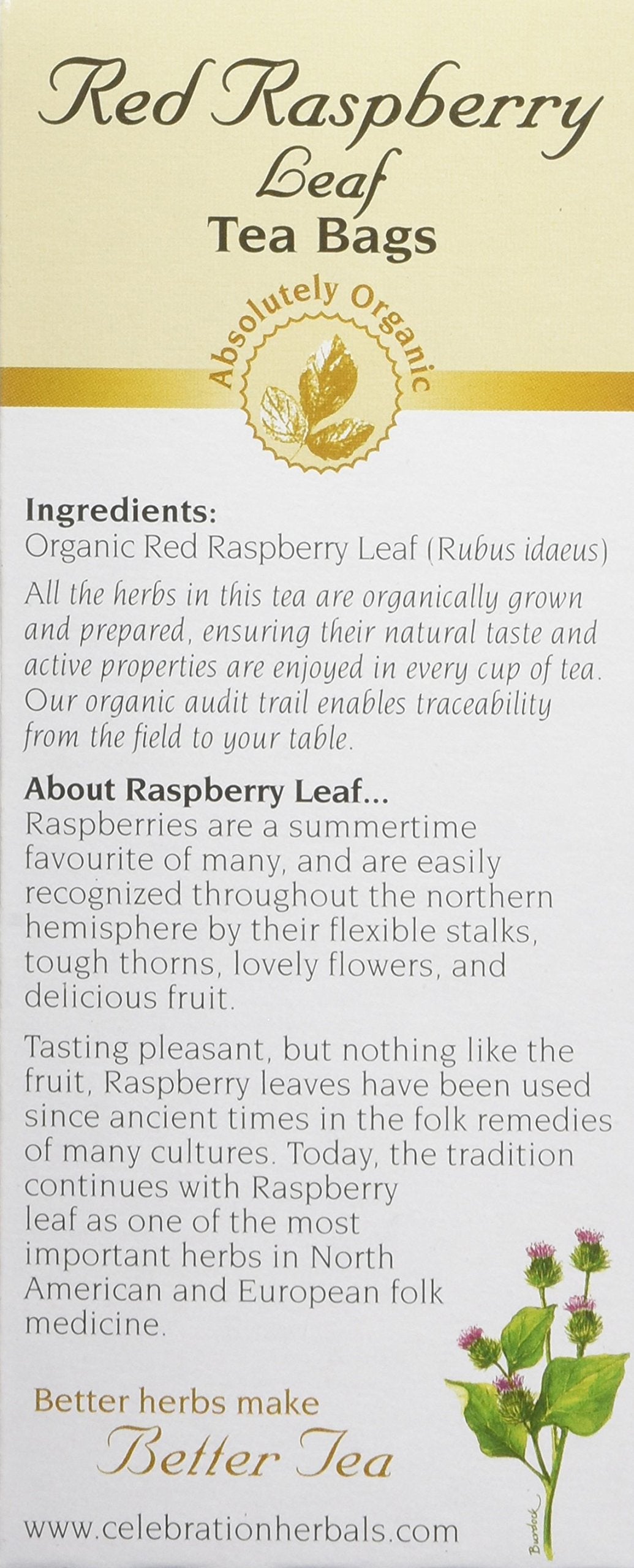 Celebration Herbals Red Raspberry Leaf Tea Organic 24 Bag, 0.02 Pound
