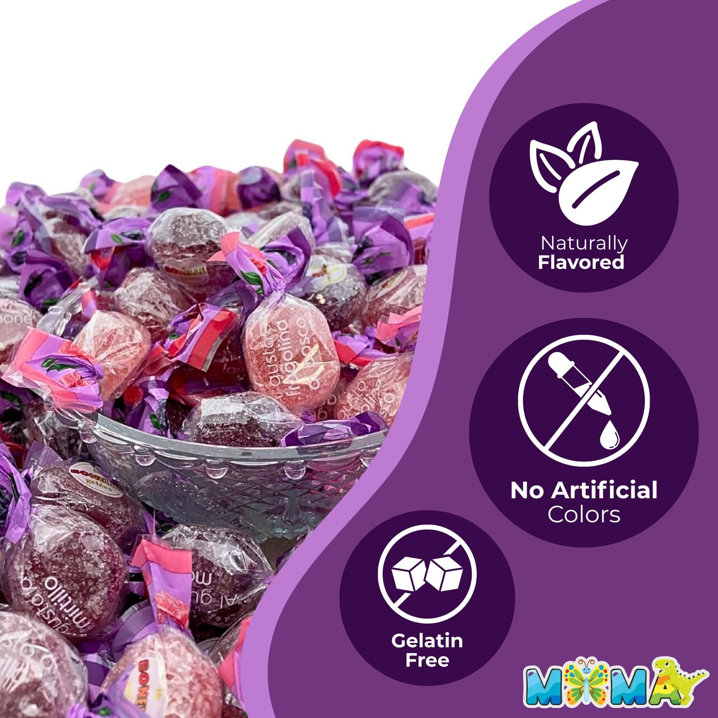 MIMA MIMA Fruitti Di Bosco Jelly Candy - Assorted Individually Wrapped - 1 lb Holiday   for Gifting & Sharing