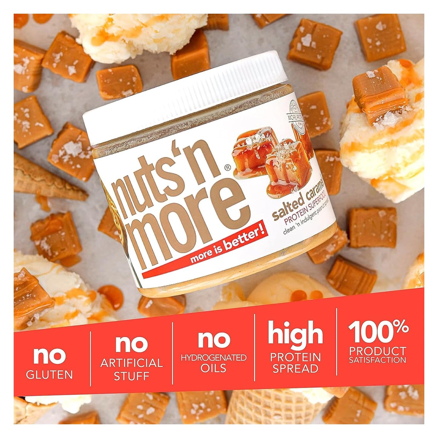 Nuts N More, Peanut Butter Salted Caramel, 16 Ounce