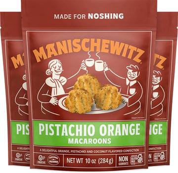 Manischewitz Pistachio Orange Macaroons, 10 oz (3 Pack) | Coconut Macaroons | Resealable Bag | Dairy Free | Gluten Free Coconut 
