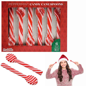 Fruidles Christmas Candy Canes Spoons Suckers, Peppermint Flavor In Box, 6-Pack