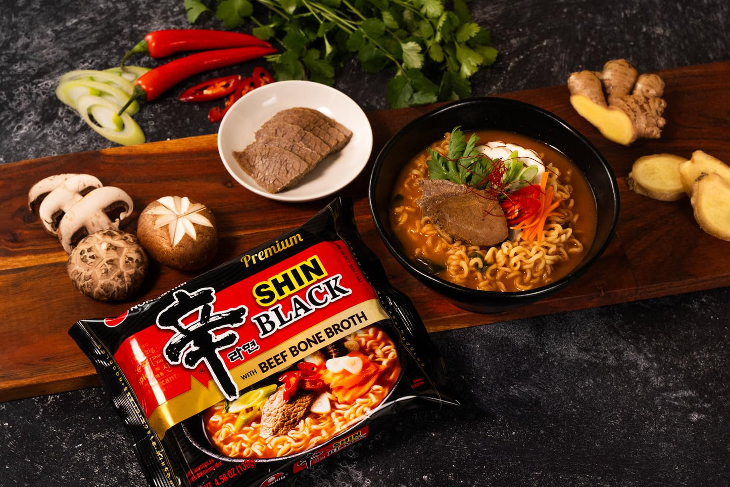 Nongshim Ramen Noodles  Gourmet Instant Ramen  enhanced Microwavable Noodle Soup  Shin Black  4.58 Ounce (Pack of 16) - Packaging Graphic May Vary