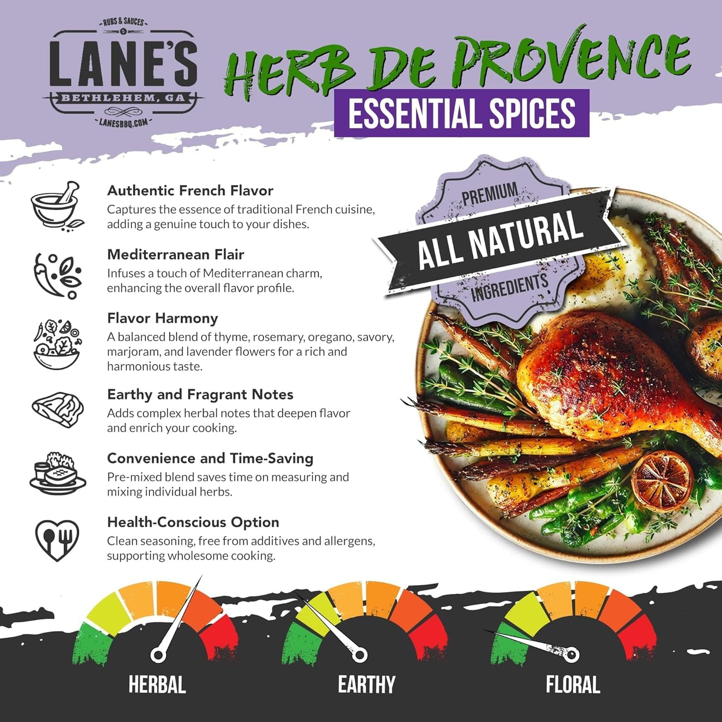 Lane'S Herbs De Provence Seasoning Spice, All-Natural Mediterranean Herb De Provence Seasoning For Meat, Veggies, Soups & Sauces