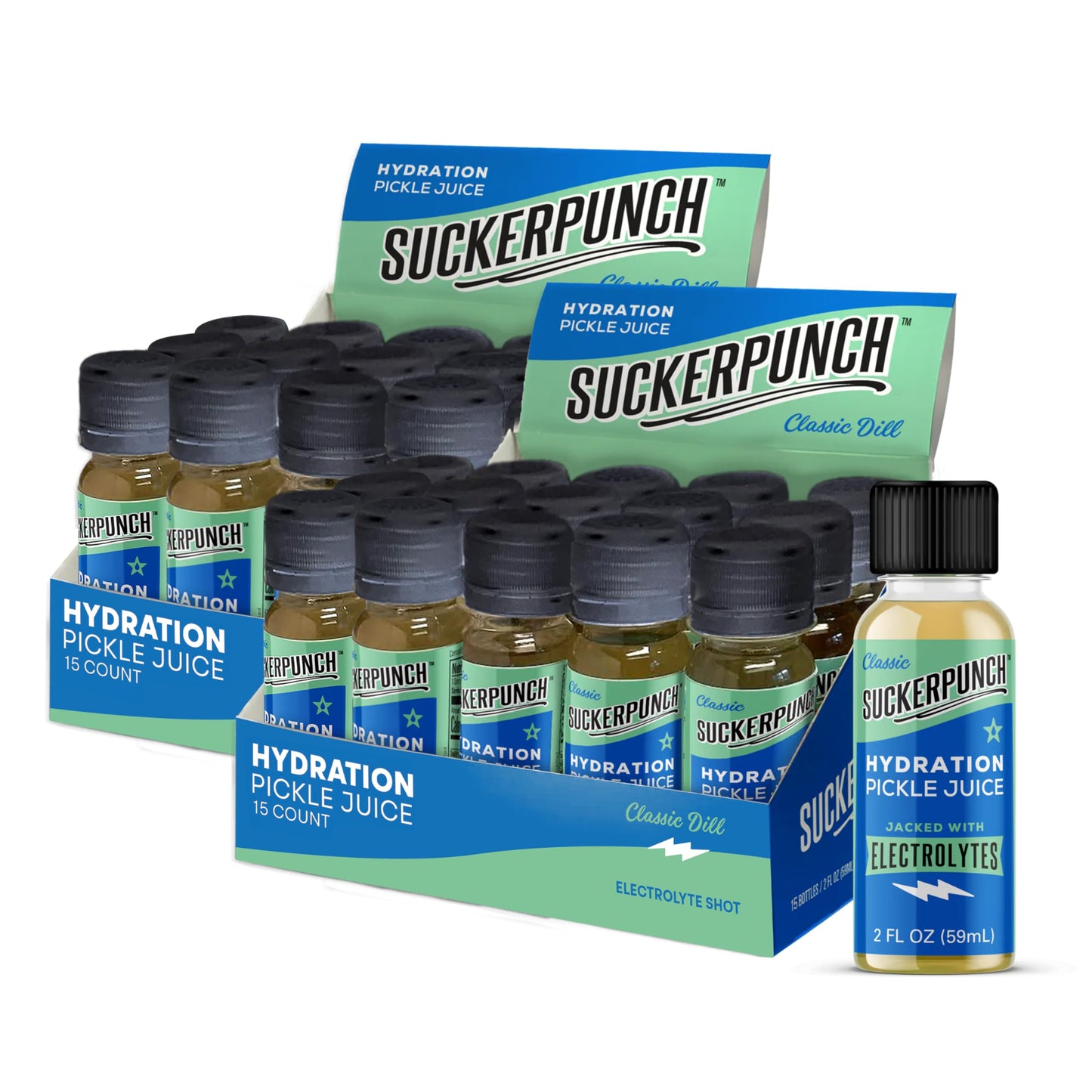 SuckerPunch Pickle Juice Shots - Electrolyte-Rich Hydration Drink for Muscle Cramps  Recovery & Performance  2 oz Bottles  (Pack of 30)