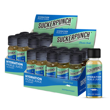 SuckerPunch Pickle Juice Shots - Electrolyte-Rich Hydration Drink for Muscle Cramps  Recovery & Performance  2 oz Bottles  (Pack of 30)