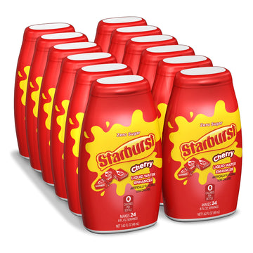 Starburst Liquid Water Enhancer, 1.62 Fl. Oz. Bottle (12 Pack) - Cherry - Low Calorie, Zero Sugar Drink Enhancer, 1 Bottle Makes 24 8Oz. Servings, Convenient & Easy To Use, 12 Total Bottles
