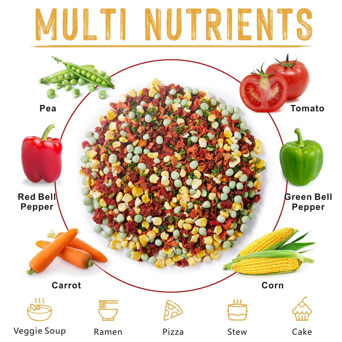 Yimi Freeze Dried Vegetable Soup Mix,Dehydrated Vegetables Ramen Toppings, Veggies Flakes Blend For Noodle Cooking,Stew, Stir Fr