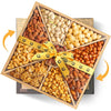 Valentines Day Gourmet Mixed Nuts Gift Basket with Lazy Susan | XL 2 LB Platter Includes 9 Assortments of Premium Nuts - Sleek B