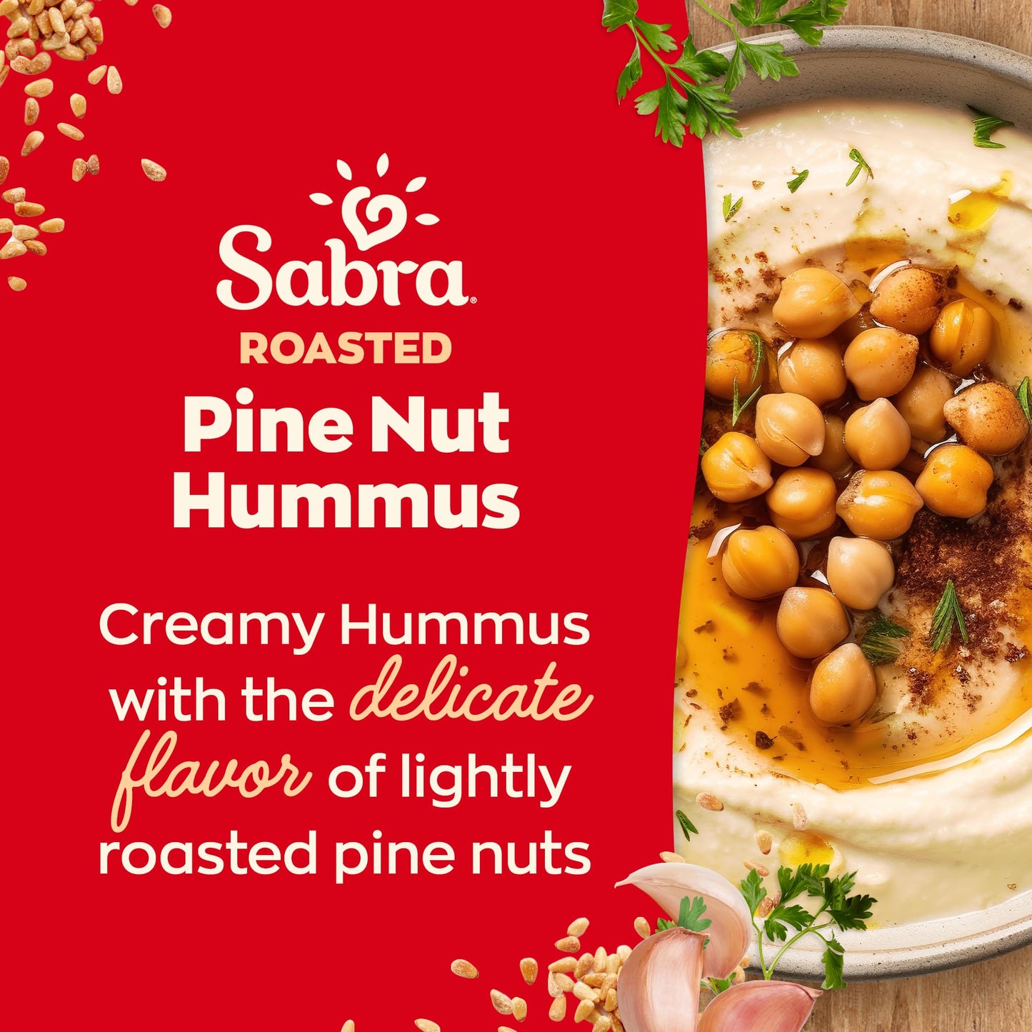 Sabra Pine Nut Hummus, Great Hummus for Dipping, Snacking and Sharing, 10 Oz Tub