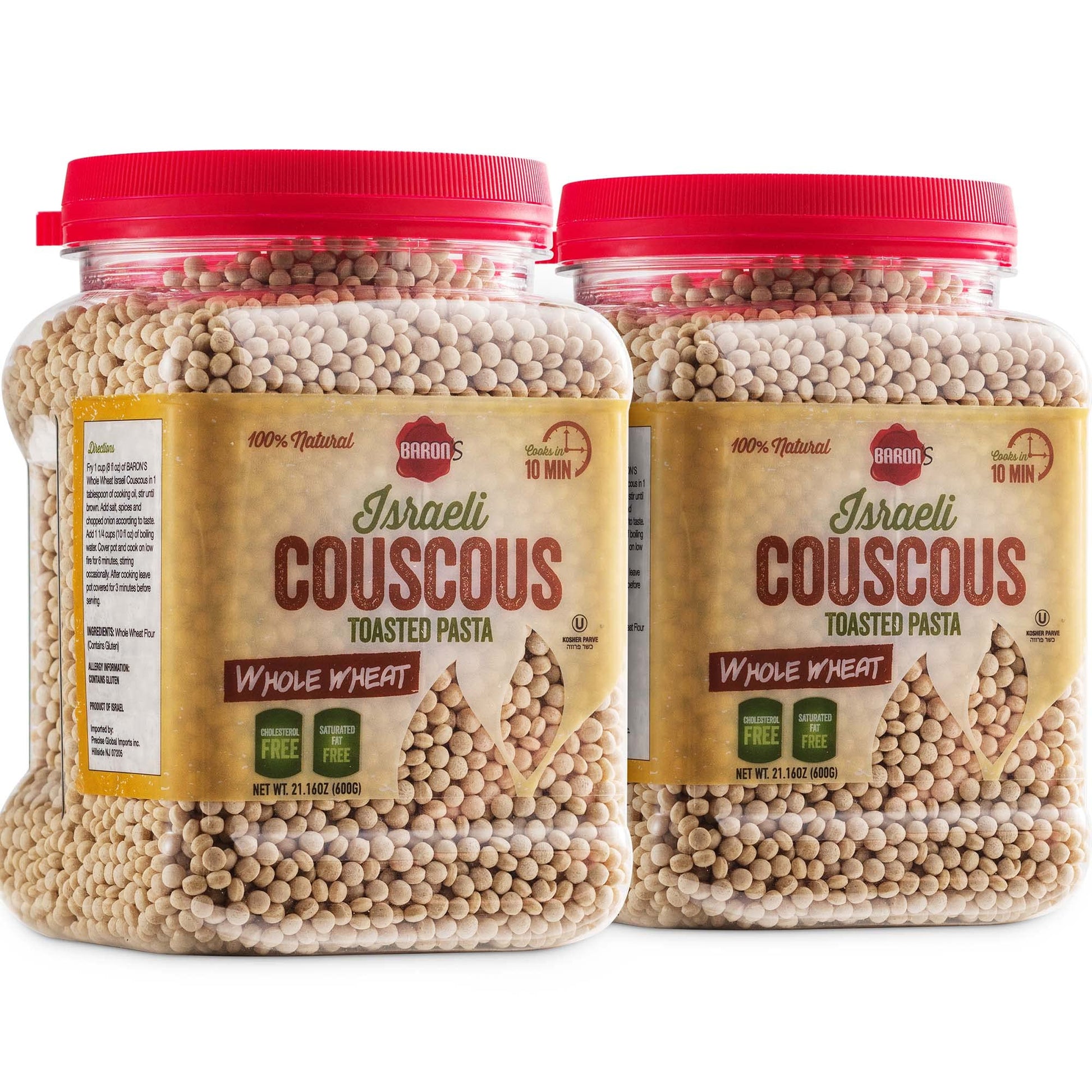 Barons Israeli Whole Wheat Couscous Toasted Pasta | 100% Natural Pearled Noodles for Soups, Side Dishes & More | Cooks in 10 Min
