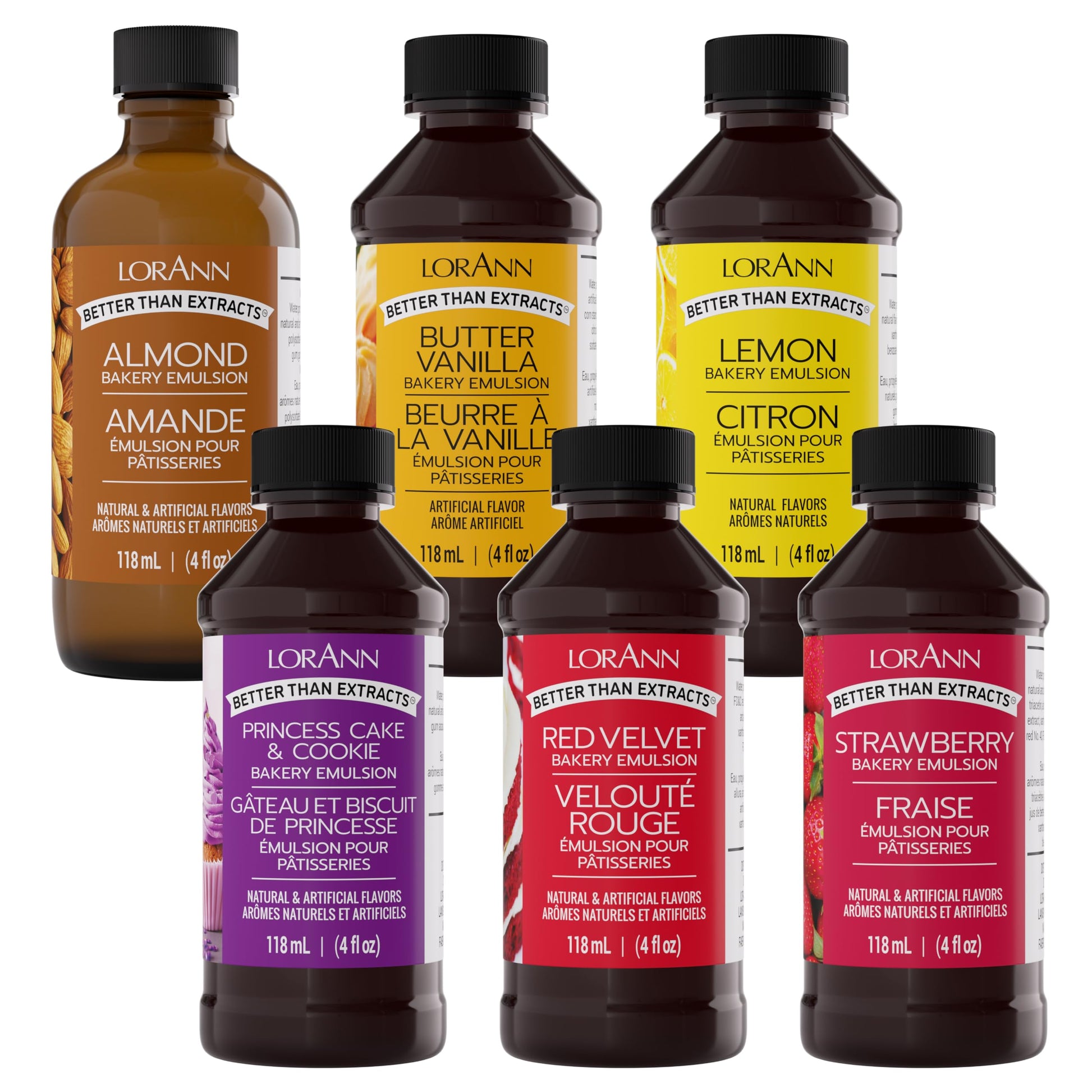 LorAnn Oils Bakery Emulsion Variety Pack, Gluten-Free & Keto-Friendly, 4 Fl Oz Each, Perfect for Cakes, Cookies & Desserts