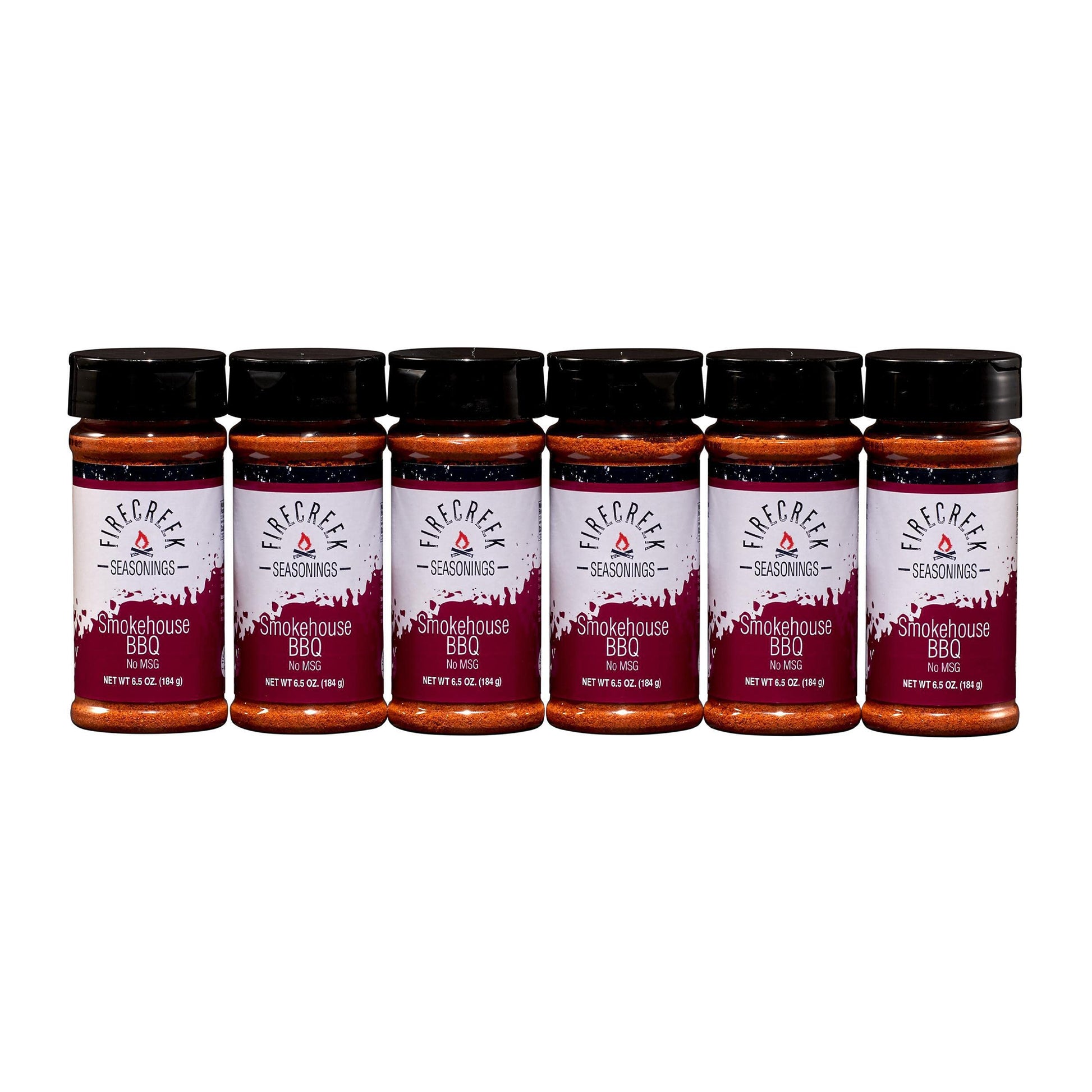 Firecreek Snacks Smokehouse Bbq Rub, Seasoning For Ribs, Chicken, And Brisket, Dry Rub, No Msg, 6 Pack, Maroon Label (Fc2006-Cp)