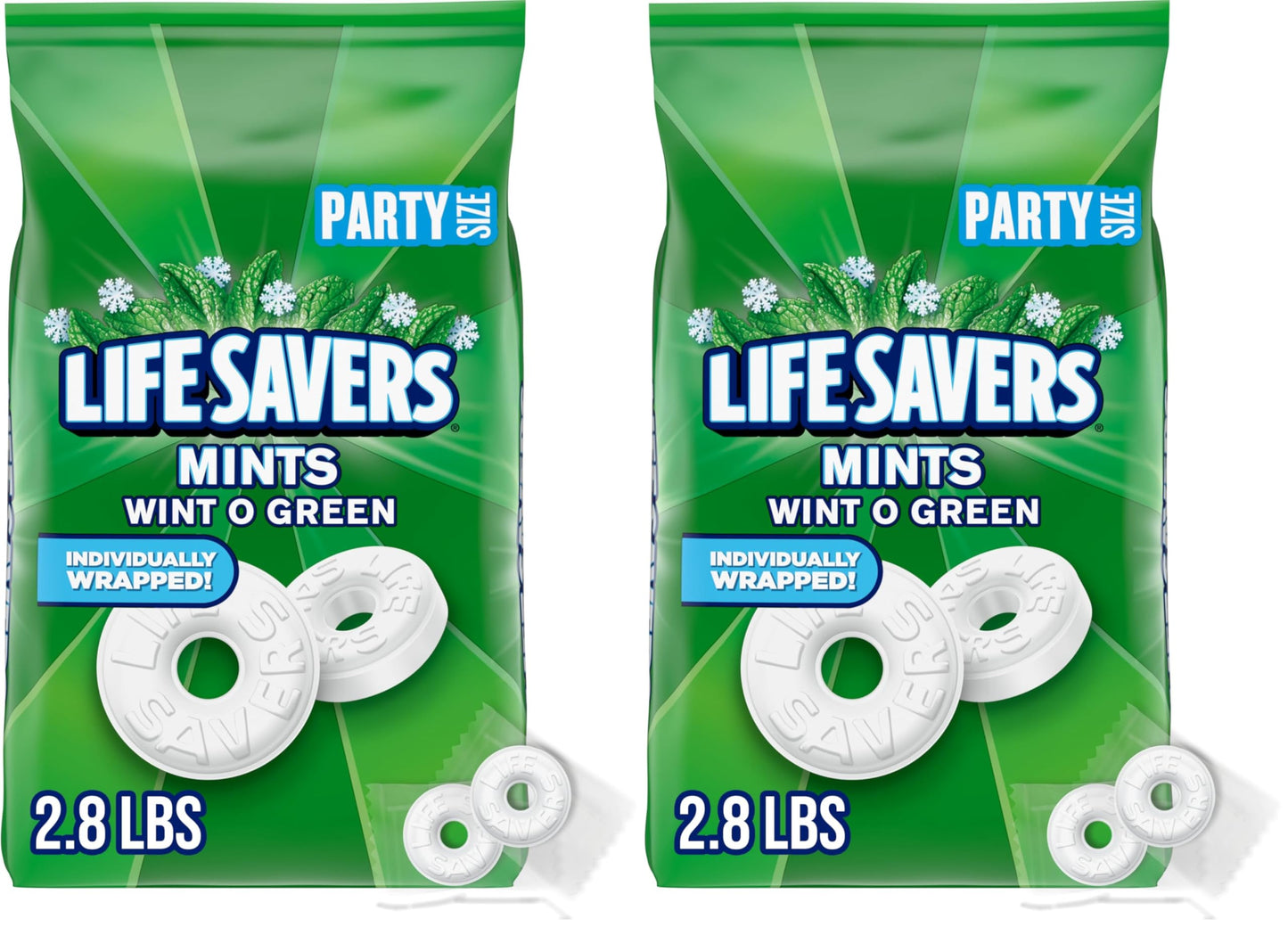 LIFE SAVERS Mints, Bulk Hard Candy Wint-O-Green Breath Mints, 44.93 oz Party Size (Pack of 2)