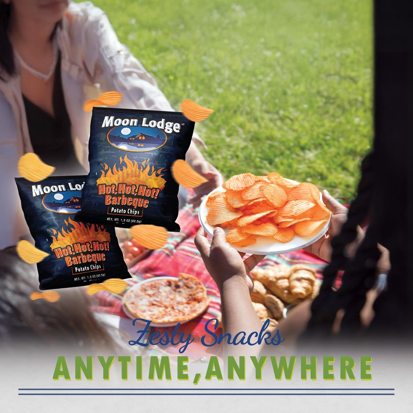 BraveGoods Hot Barbeque Potato Chips – Kosher & Halal Snacks, Pack of 21, 1.5 Oz Each, Perfect for Parties & Movie Nights