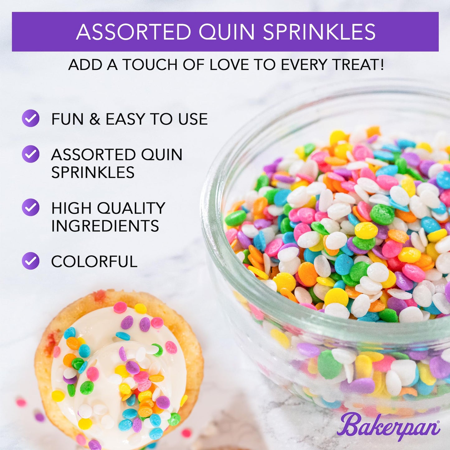 Bakerpan Quins Sprinkles For Cake Decorating - Silver Sprinkles Edible 4 Ounces - Edible Confetti Sprinkles For Cupcakes, Ice Cream, Cookies, Cakes (Made In Usa)