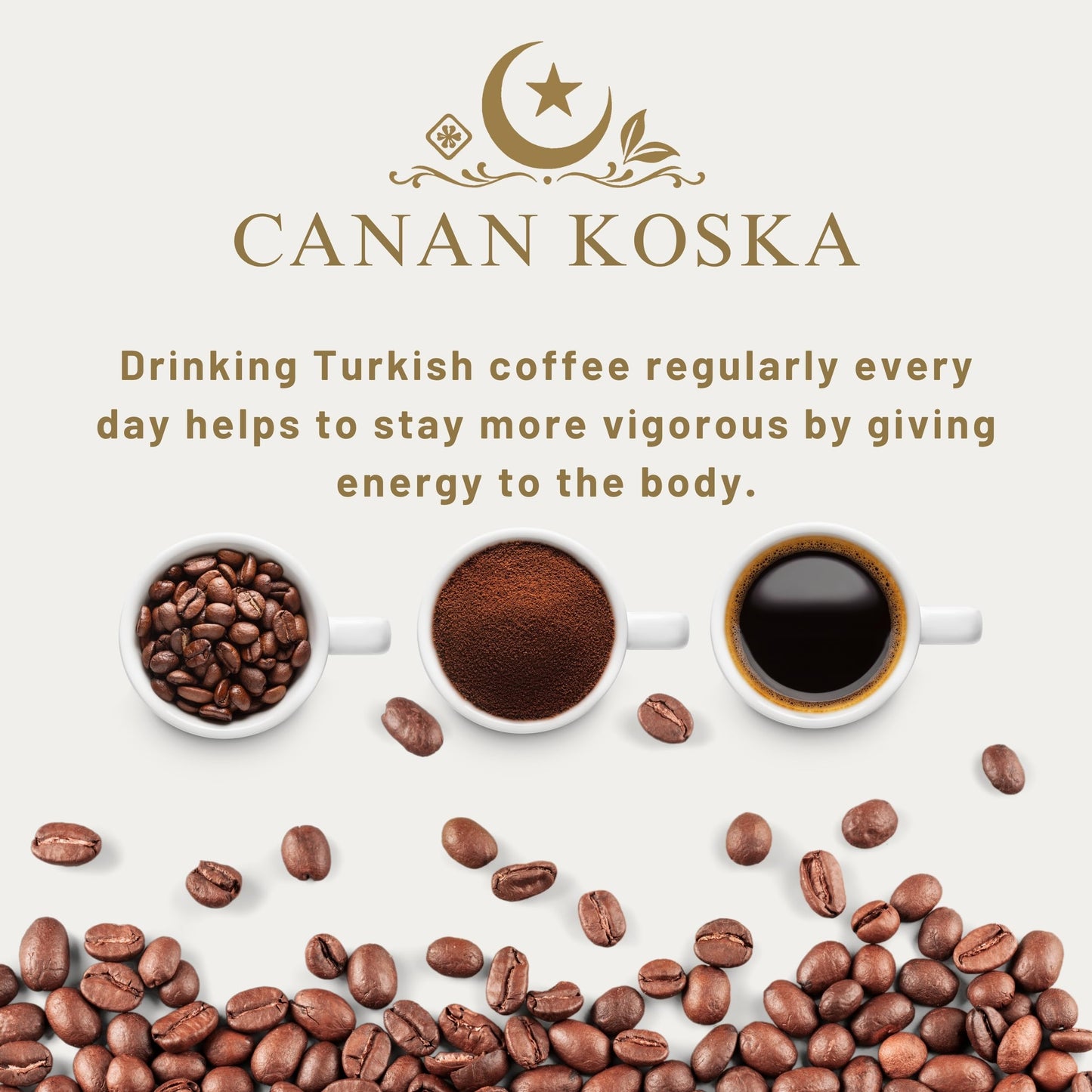 Canan Koska Turkish Coffee Medium Roast Ground Coffee 100% Arabica, Finely Ground for Rich Flavor and Smooth Texture, Ideal for