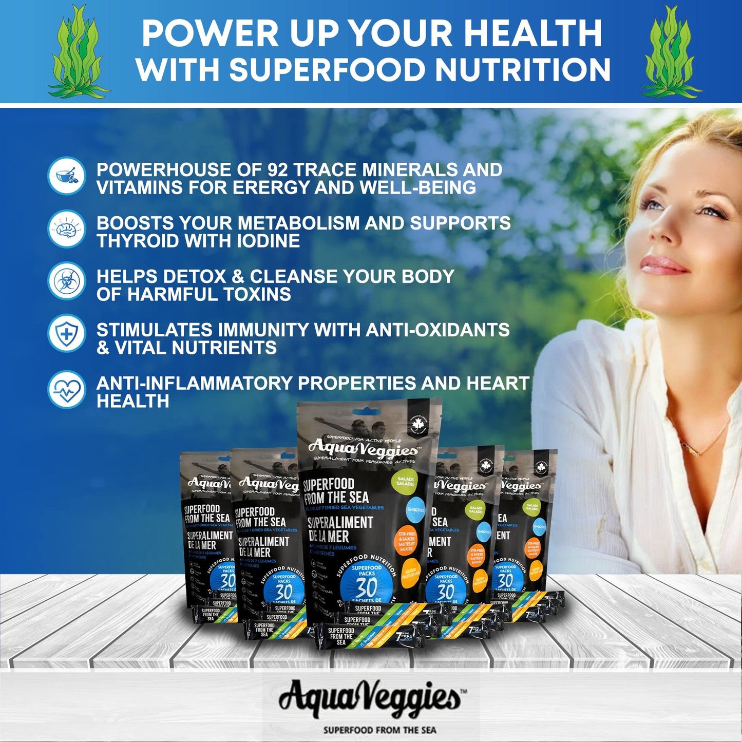 Aqua Veggies Organic Atlantic Superfood Organic Dulse Seaweed Blend - 30 Individual Packs