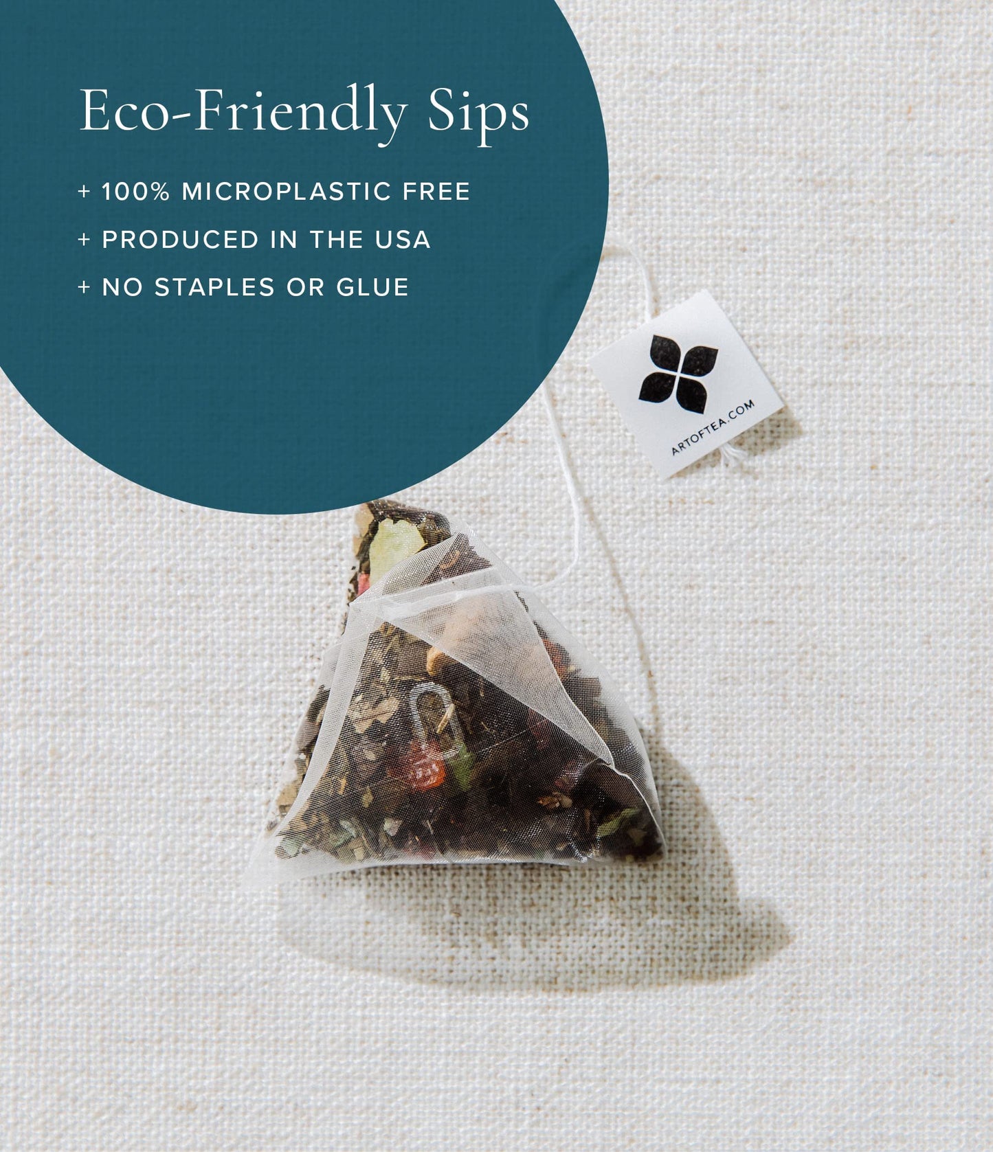 Art of Tea Pacific Coast Mint Peppermint Tea Bags - 12 Eco-Friendly Pyramid Sachets, Naturally Caffeine Free