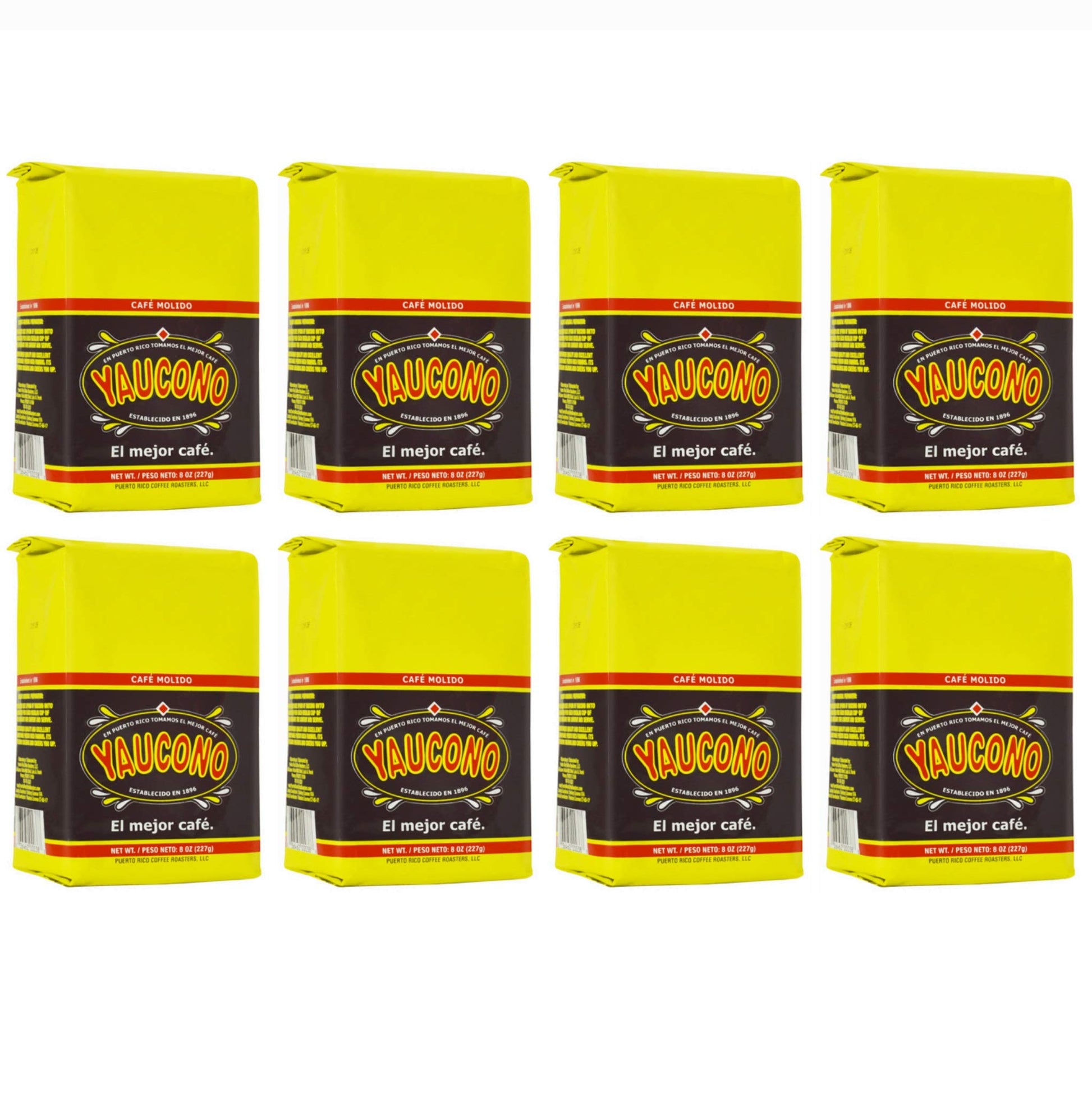Yaucono Ground Coffee Bagged, 8 Ounce (Pack of 8)