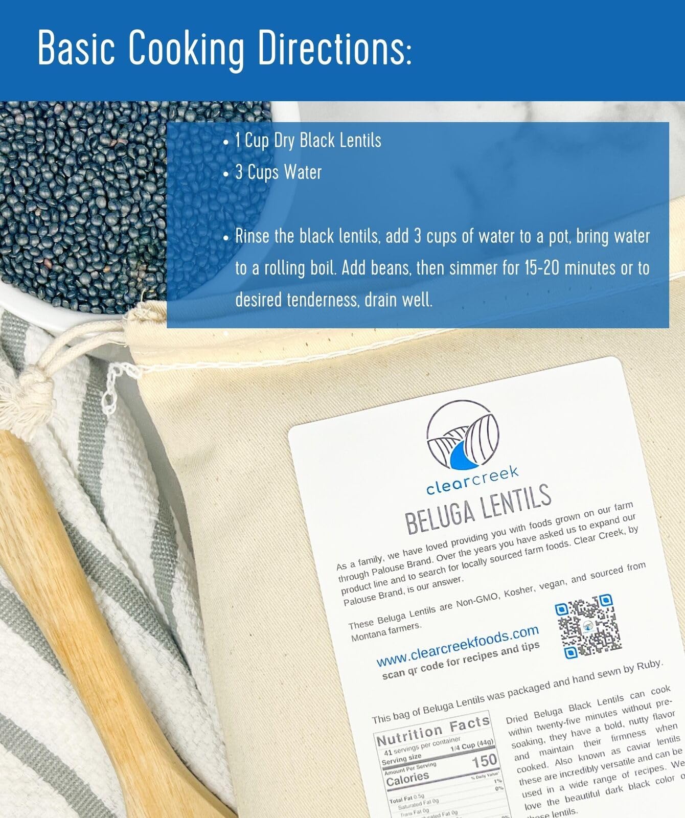 Black Beluga Lentils Bulk | 25 Lbs | Non-Gmo | Kosher | Vegan | Non-Irradiated