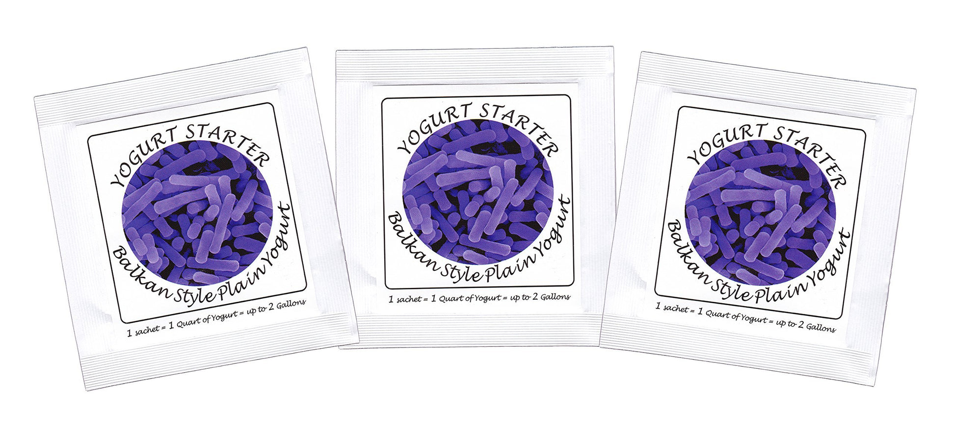 Yogurt Starter Cultures - Pack of 3 Freeze-dried Culture Sachets for Balkan Style Plain Yogurt