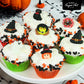 Global Sugar Art Halloween Edible Decorations - 48 Royal Icing Toppers, 1 Square, Black, Hand-Piped, Individually Wrapped