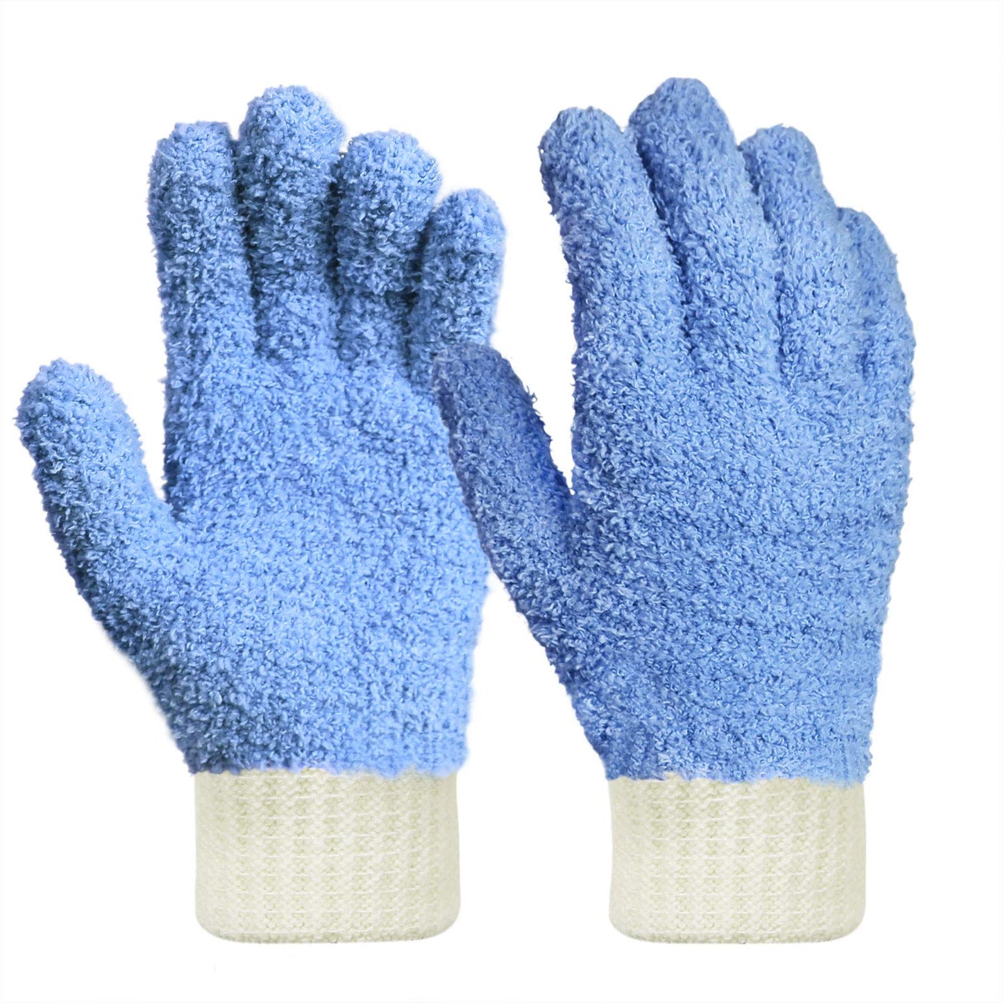 Mig4U 4 Pairs Microfiber Gloves - Dusting Gloves For House Cleaning - Washable Blind Cleaner Duster Tool (Blue/Pink/Gray/Navy,S/