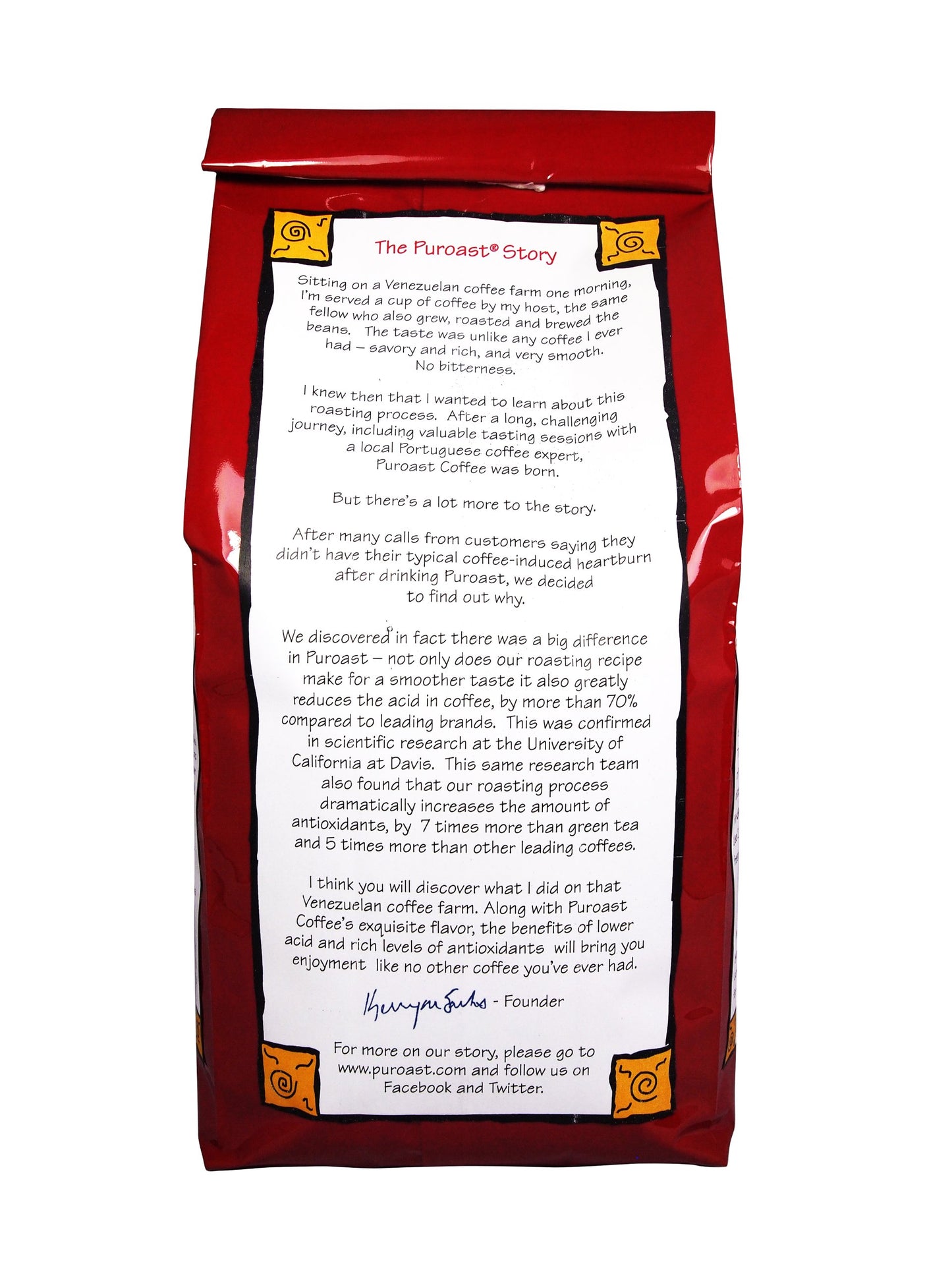 Puroast Coffee Decaf French Roast Ground - Low Acid, Specialty Dark Roast, 35.2 Ounce (Pack of 1)