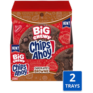 Chips Ahoy! Big Chewy Chocolate Chip Cookies, Chocolatey Brownie, 14 Snack Packs, Large, Brown