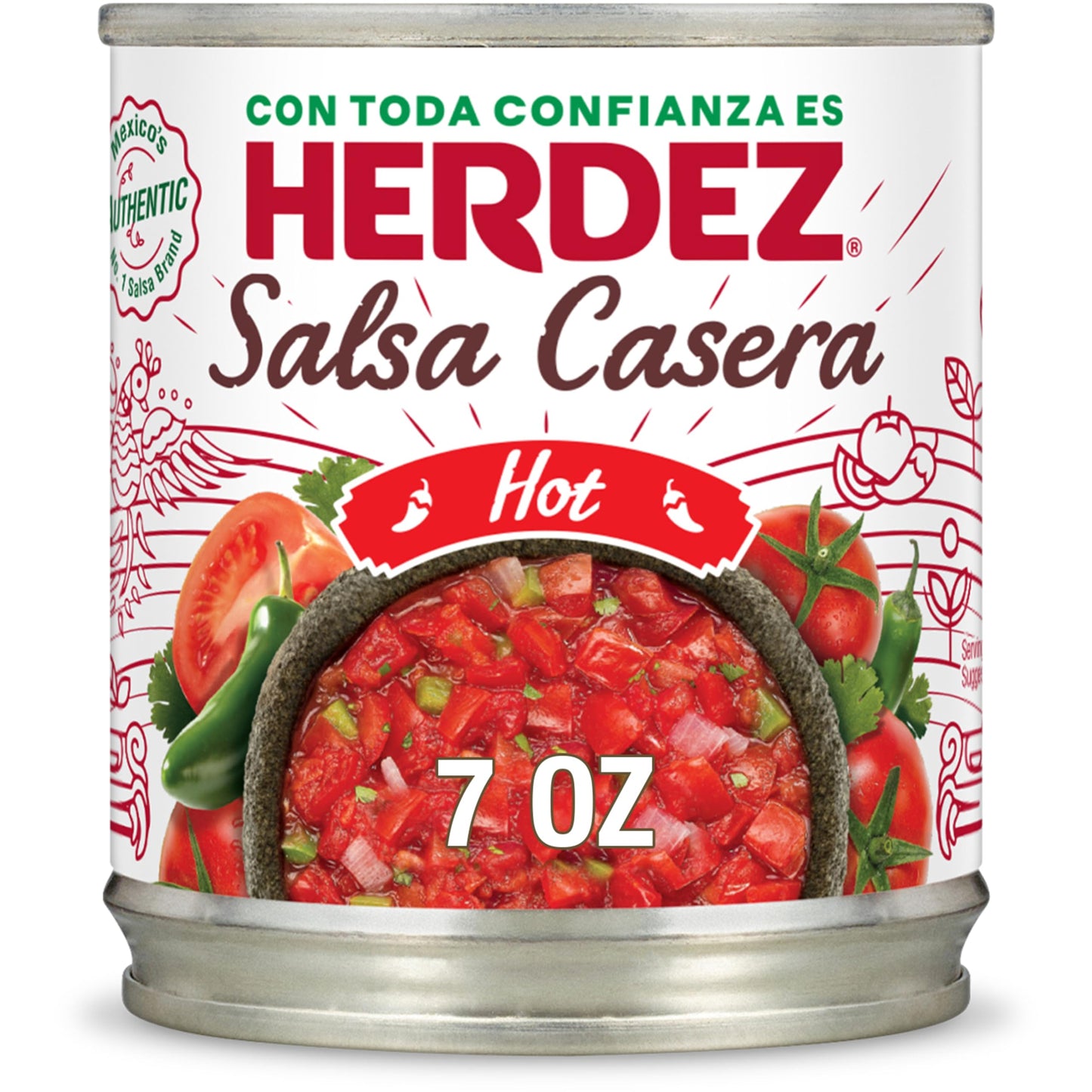 HERDEZ Salsa Casera, Hot, 7 oz Can (12 Pack) - Authentic Mexican Homestyle Salsa, Perfect for Tacos, Chips & Dips