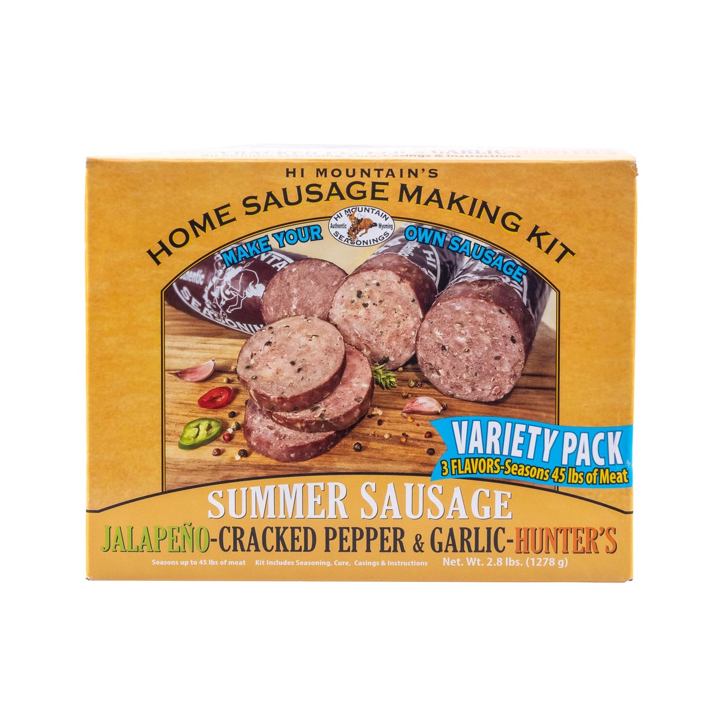 Hi Mountain | Summer Sausage Seasoning Kit | Variety Pack: Jalapeno, Cracked Pepper & Garlic & Hunter'S Blend | Includes 15 Casi