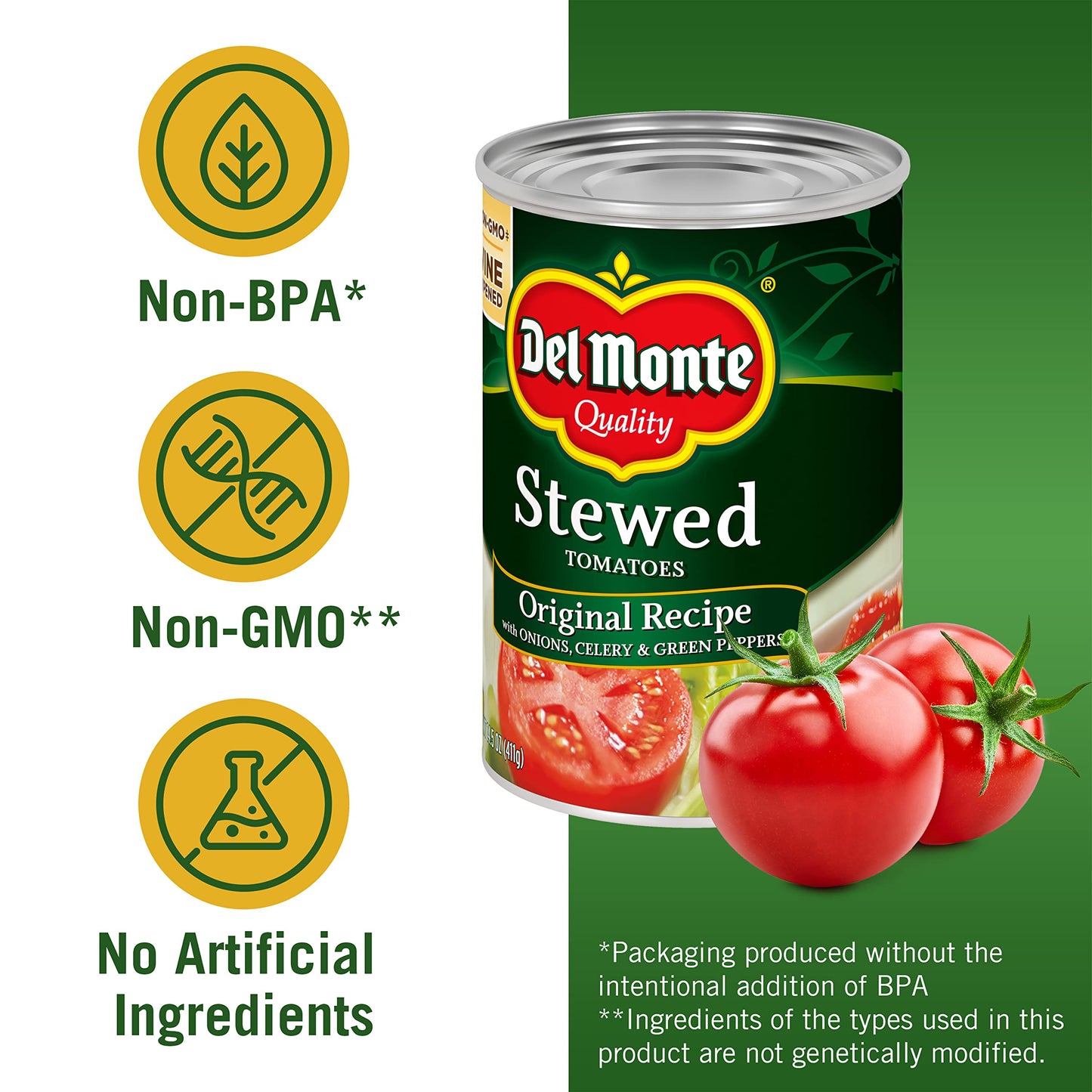 Del Monte Stewed Tomatoes Onion Celery & Green Peppers 14.5 Oz (Pack Of 24)