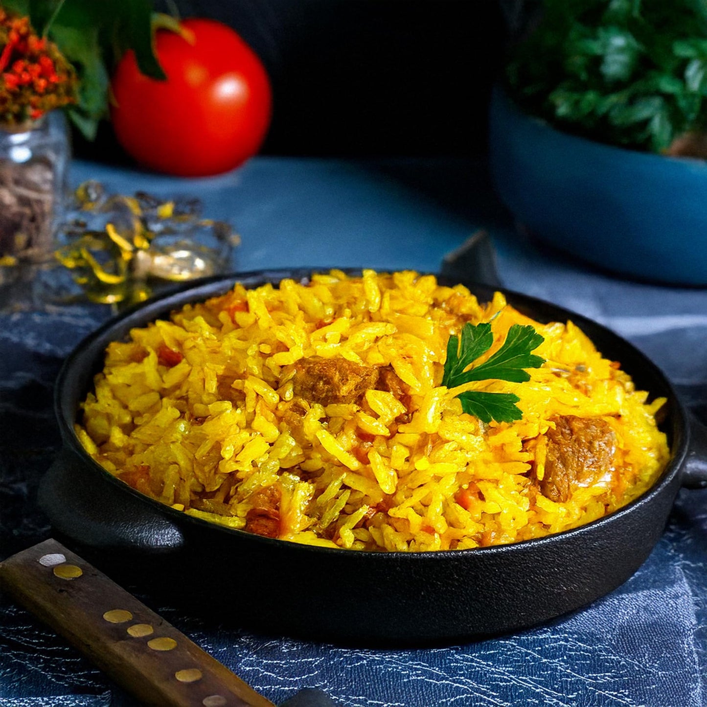 Golden Crown Saffron Yellow Rice - 32 Oz (2Lb) | Naturally Aged Halal + Long Aromatic | Tasty And Delicious Flavorful | Long-Grain Stovetop Or Microwave Rice