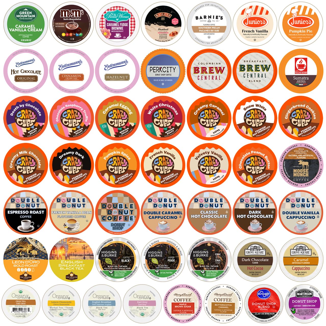 Variety Pack Of Coffee, Tea, And Hot Chocolate - Great Sampler Of Coffee, Tea, And Hot Cocoa For Keurig K Cups Machines - Great 