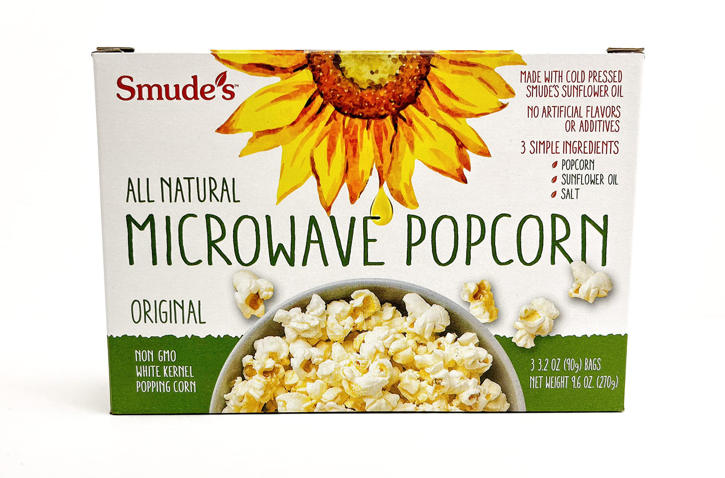 Smude'S Brand All Natural Microwave Popcorn - Original | 3 Simple Ingredients - Popcorn, Smudes Sunflower Oil, & Salt | Healthy
