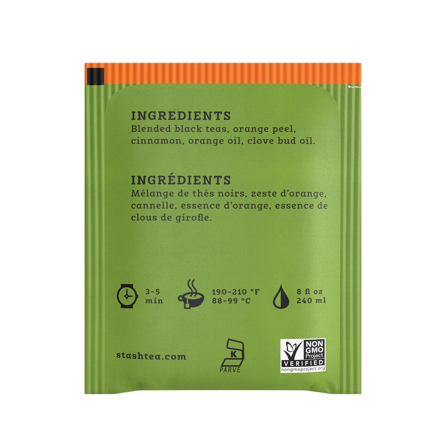 Stash Tea Orange Spice Black Tea - Caffeinated, Non-GMO, 30 Count (Pack of 6) - 180 Bags Total
