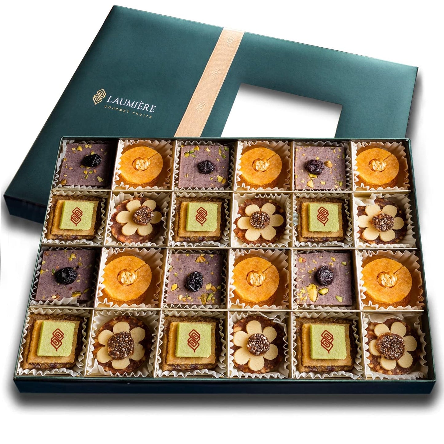 LAUMIÈRE GOURMET FRUITS Superfood Parfait Collection - 24 Pcs Rectangle Gift Basket - Healthy Dried Fruit - No Added Sugar